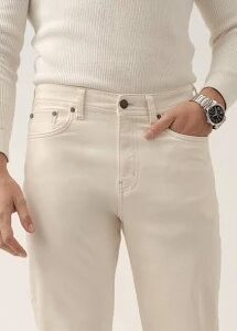 The Pant Project Mens Relaxed Fit Stretchable Jeans Cream Colour Size 32