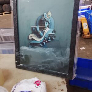 Framed Painting Of The Hindu Deity Krishna Playing The Flute