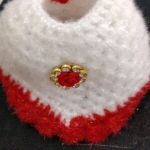 Laddu Gopal Woolen Dress 3 Number Red And White Color