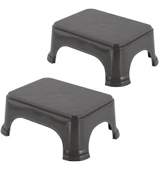 Grey Colour Plastic Bathroom Stool Set Of 2