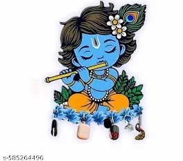 Wooden Lord Krishna Decorative Key Wall Holder