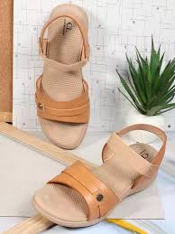 Carlton London Women Open Toe Flats Brown Beige Size 38