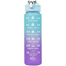 Motivational Water Bottle With Time Markings Multicolor 1L