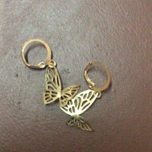 Artificial Golden Plated Butterfly Earrings For Women 1 Pair