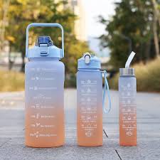 Motivational Water Bottle With Time Capacity Marker Set Of 3