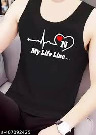 Adidas Black Colour Vest T Shirt My Lifeline N Printed For Men Size S