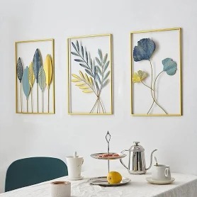 3 Pcs Metal Leaf Wall Decor Multicolour