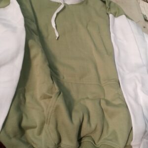 White And Olive Green Hoodie For Men Size M