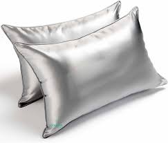 Satin Solid Pillow Covers Silver Colour Set Of 2