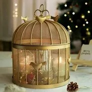 Fruit Bulbul Round Basket With Mesh And Lid Golden Colour