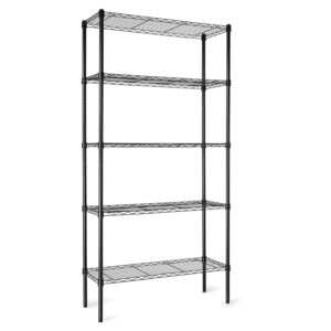 Amazon Basics Height Adjustable 5 Shelves Heavy Duty Rack Black Colour