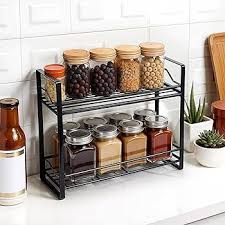 Cast Iron Kitchen Stand Organizer 2 Tier Black Colour