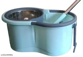 360 Spin Mop Bucket Set With Microfiber Refill Sky Blue Colour