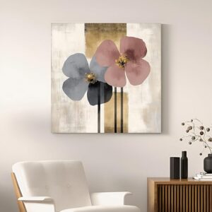 Large Stretched Minimalist Abstract Canvas Painting Wall Art Print Size 22X22 Inch