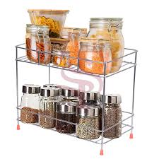 Stainless Steel 2 Tier Kitchen Rack Spice And Pantry Storage Organizer