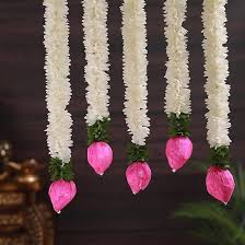 Shri Mataji Store Artificial Jasmine Garland With Pink Pack Of 5