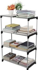 Lotspek 4 Layer Bookcase Home Plastic Bookshelf Rack Plastic Open Book Shelf Color Black Diy