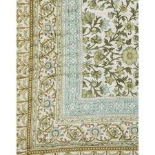 Cotton Block Print Duvet Cover Green Multicover Flower Printed