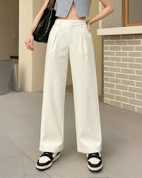 Savana White Colour Pocket Straight Leg Pants Size S
