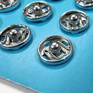 Embroidery Material 8Mm Silver Tich Buttons 20 Ocs