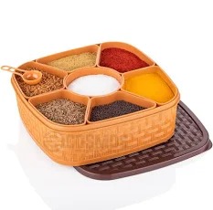 Square 7 Sections Multipurpose Masala Rangoli Dabba Box Set Spice