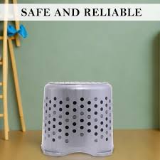 Kuber Industries Pack Of 2 Stackable Stool For Sitting Grey Color