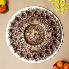 Handmade Large Decorative 21 Terracotta Diya Urli Platter