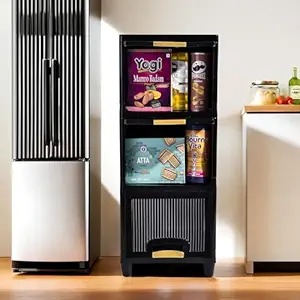 Cabinet Storage Organizer Multipurpose Folding Storage Racks Black Colour 3 Layer