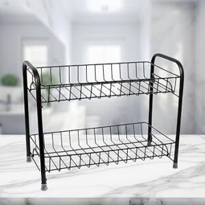 Stainless Steel 2 Tier Kitchen Rack Rack Kitchen Storage Racks Container Organizer Rack Shelf Black