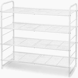 Wolpin 4Tier Multipurpose Shoe Rack Steel Organizer Cover Footwear Toys Clothes Beige