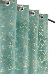 Blue And Gold Tone Abstract Printed Curtains 9Ft