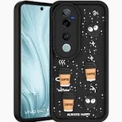 Vivo V40E Cute Fun Cartoon 3D Ball Coffee Rubber Case Body Protection Black Colour