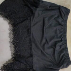 Cotton Lace Inset Blouse Top Color Black Size 2