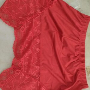 Cotton Lace Inset Blouse Top Color Red Size 2