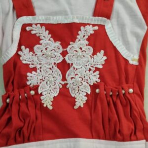 Cotton Frock Color Red Size S