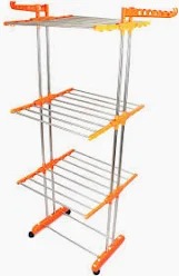 Steel Floor Cloth Dryer Stand B2 Orange 3 Layer