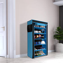 Blue Black 6 Layers Shoes Rack
