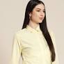 Hancock Women Lemon Solids Pure Cotton Slim Fit Formal Shirt Yellow Size S