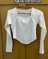Women Tops Tunics White Corset Long Sleeve White Colour Size M