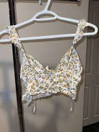 Melrose Cropped Yellow Flowers Tank Top Yellow Flower Multi Color Size S