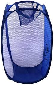 Nylon Mesh Foldable Laundry Basket Sturdy Material Foldable Washing Clothes Laundry Basket Blue Colour