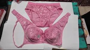 Hosiery Printed Pink Ladies Bra Panty Set Size 30 To 75