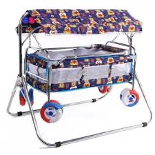 Steelcraft Newborn Baby 2 In 1 Jhula Cum Buggy Brown Colour