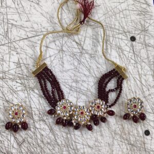 Kundan Studded Choker Necklace Earrings Set