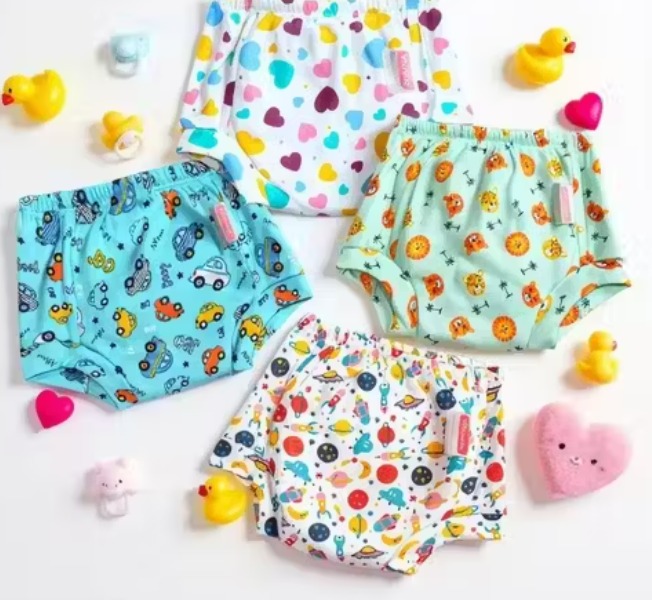 Private Label Vparents stylish Padded Underwear for Babies and Toddlers with 3 Layers of Cotton Padding Potty Training Pull Up and Diaper Free Time Pack of 3