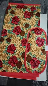 Combo Of 1 Fridge Top Cover And 1 Handle Covers 3 Fridge Mats Orange 5 Pcs Set