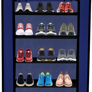 Blue Color Multipurpose Collapsible 5 Layer Metal Shoe Stand