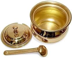 Shri Sai Enterprises Brass Container Set Kitchen Multipurpose Ghee Storing Pot Daily Essential Round Polished
