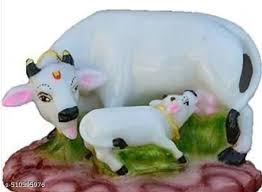 Divya Cow With Calf Statue White
