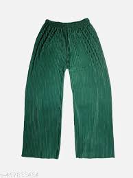 Girls Pleated Comfortable Plant Palazzo Bottle Green Size L
